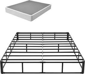 VEVOR Queensize boxspringbedframe met wasbare stoffen hoes, metalen frame voor queensize bedden, matrasbodem van 23 cm, max. draagvermogen van 1587 kg (2010 x 1515 x 230 mm)