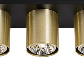 Moderne plafondSpot / Opbouwspot / Plafondspot zwart met goud 3-lichts - Tubo Modern GU10 Binnenverlichting Lamp