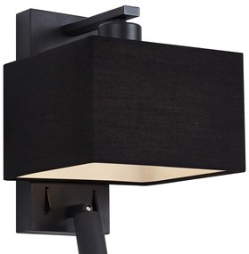 LED Moderne wandlamp zwart vierkant met leeslamp - Puglia Modern E27 Binnenverlichting Lamp