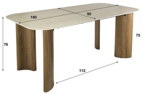 Rechthoekige Eettafel Met Ronde Hoeken - 180 X 90cm.