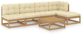 vidaXL 6-delige Loungeset met kussens massief grenenhout