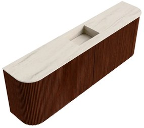 Mondiaz Joya DLux 125cm toiletmeubel ronding links/rechts ruby met wastafel faye midden 1 kraangat meli