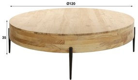 Ronde Salontafel Acacia Hout - 120 X 120cm.