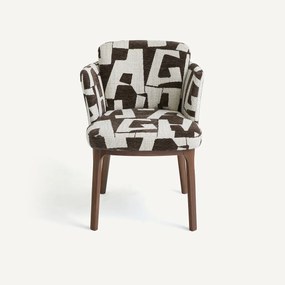 Tafelfauteuil, walnoot en jacquard stof, JABOTE