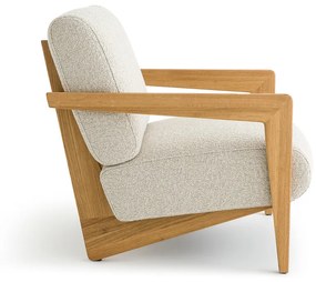 Fauteuil in massief eik en bouclette, Izag