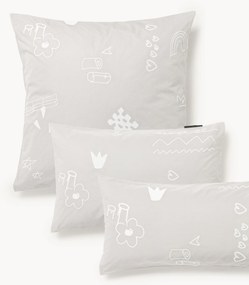 Katoenen kussenhoes Jouy met geborduurd patroon