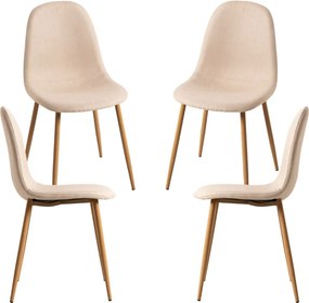 Set 4 Teok Stoffen Stoelen