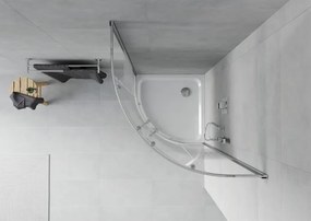 Mexen Rio halve ronde douchecabine 90 x 90 cm, witte strepen, chroom + Flat douchebak, wit - 863-090-090-01-20-4110
