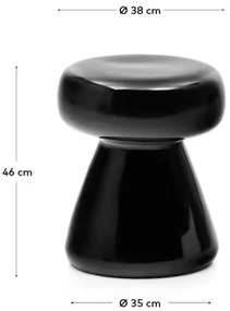Kave Home Manya Glanzende Bijzettafel Zwart Keramiek - 38 X 38cm.