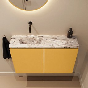 Mondiaz Ture DLux toiletmeubel 80cm ocher met wastafel glace links zonder kraangat