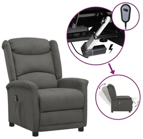 vidaXL Fauteuil verstelbaar elektrisch microvezelstof donkergrijs