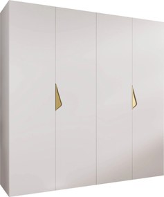 Kledingkast Hartford 620, Gouden, Wit, 202x200x52cm, 135.3 kg, Kledingkast deuren: Met scharnieren