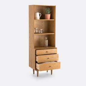 Vintage boekenkast, 3 nissen en 3 lades, Quilda