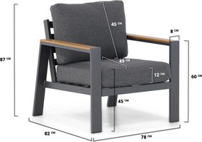 Stoel en Bank Loungeset 5 personen Aluminium/polywood Grijs  Domani Furniture Roseto