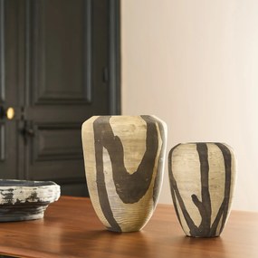 Beschilderde glazen vaas met matte strepen, H20,5 cm, Hedi