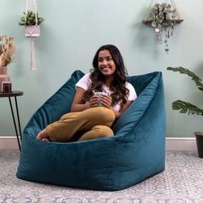 Natalia Velvet Armchair Bean Bag + Footstool