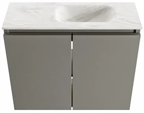 Mondiaz Ture DLux toiletmeubel 60cm smoke met wastafel ostra rechts met kraangat