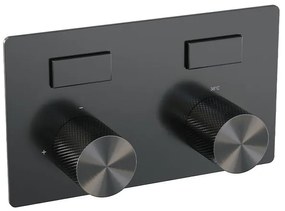 BRAUER gunmetal Carving - 2 functies - inbouwthermostaat - drukknoppen - in/afbouwdelen - gunmetal geborsteld PVD 5-GM-157