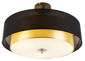 Moderne plafondlamp zwart met goud 50 cm 3-lichts - Drum Duo