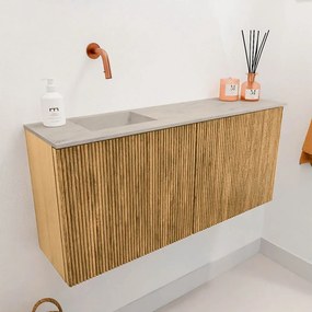 Mondiaz Joya DLux 90cm toiletmeubel oak met wastafel faye links zonder kraangat opalo