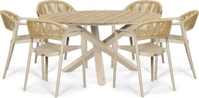 Tuinset 6 personen 150 cm Kunststof Taupe Domani Furniture Toscano/Ancona