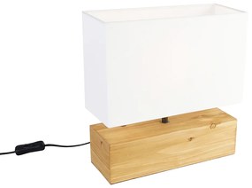 Landelijke tafellamp hout met kap wit - Valesca Landelijk E27 Binnenverlichting Lamp