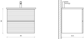 Sanigoods Maisy badmeubel ribbelfront 60cm wit met solid surface wastafel met kraangat wit mat