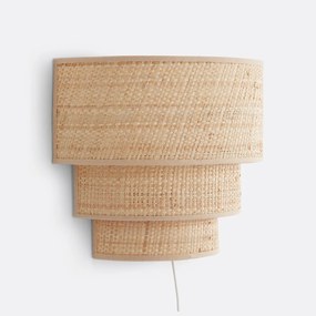 Drievoudige wandlamp in raffia, Dolkie