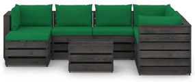 vidaXL 8-delige Loungeset met kussens grijs geïmpregneerd hout