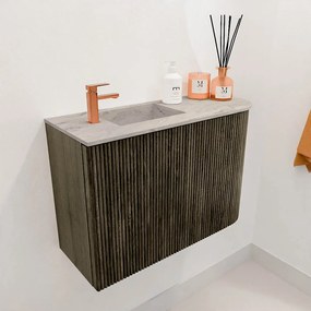 Mondiaz Joya DLux 60cm toiletmeubel ronding rechts shadow met wastafel faye links 1 kraangat glace