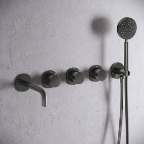 Saniclear Plus Stripes inbouw badkraan met 20cm uitloop verouderd ijzer - gunmetal