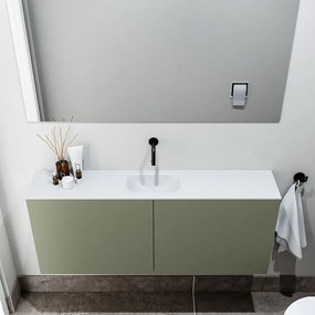 Zaro Polly toiletmeubel 120cm army met witte wastafel zonder kraangat