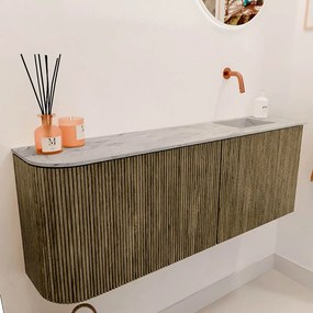 Mondiaz Joya DLux 110cm toiletmeubel ronding links dusk met wastafel faye rechts zonder kraangat glace