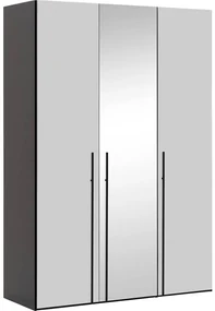 Goossens Kledingkast Easy Storage Ddk, Kledingkast 153 cm breed, 220 cm hoog, 2x glas draaideur en 1x spiegel draaideur midden