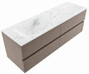 Mondiaz Vica DLux badmeubel 150cm smoke 4 lades met wastafel opalo links zonder kraangat