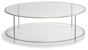 Ronde salontafel in gesatineerd nikkel , Sybil