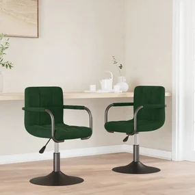 vidaXL Eetkamerstoelen draaibaar 2 st fluweel donkergroen