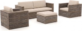 Stoel-bank loungeset ROUGH  | 4 personen | Loungeset Beige | Teakhout | Kees Smit Tuinmeubelen