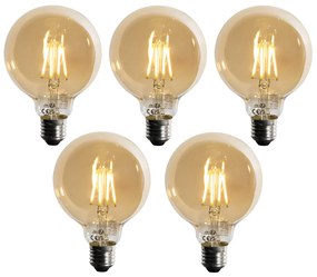 Set van 5 E27 dimbare LED lamp G95 5W 450 lm 2700K