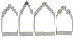 Uitsteekvorm huisje, recycled rvs, 4 stuks