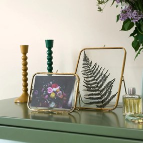 Staand fotokader in messing en glas, H18 cm, Uyova