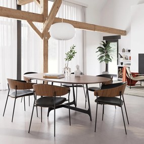 Dan-Form Crib Eetkamerstoel Gebogen Walnoot