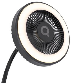 Bureauventilator zwart incl. LED 2700K - Dores Modern rond Binnenverlichting Lamp