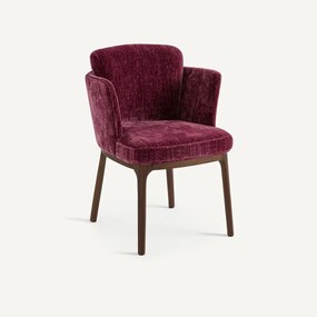 Tafelstoel met poten van notenhout en fluweel, Jabote