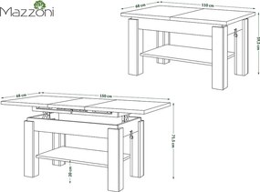 ASTORIA eiken Oasis, opklapbare salontafel