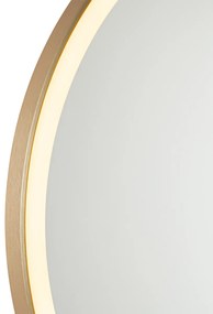 Badkamerspiegel goud 70 cm incl. LED met touch dimmer - Miral Modern IP44 rond Lamp