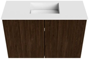 Mondiaz Joya 60cm toiletmeubel walnut met wastafel faye midden 1 kraangat talc