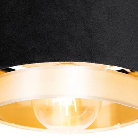 Stoffen Moderne plafondlamp zwart met goud - Elif Modern E27 rond Binnenverlichting Lamp