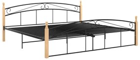 vidaXL Bedframe metaal en massief eikenhout zwart 200x200 cm