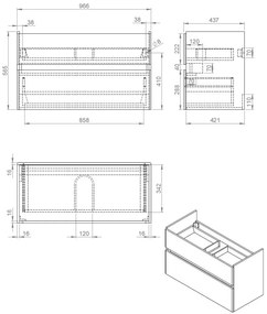 Best Design Quick badmeubel bruin eiken 100cm en wastafel wit glans